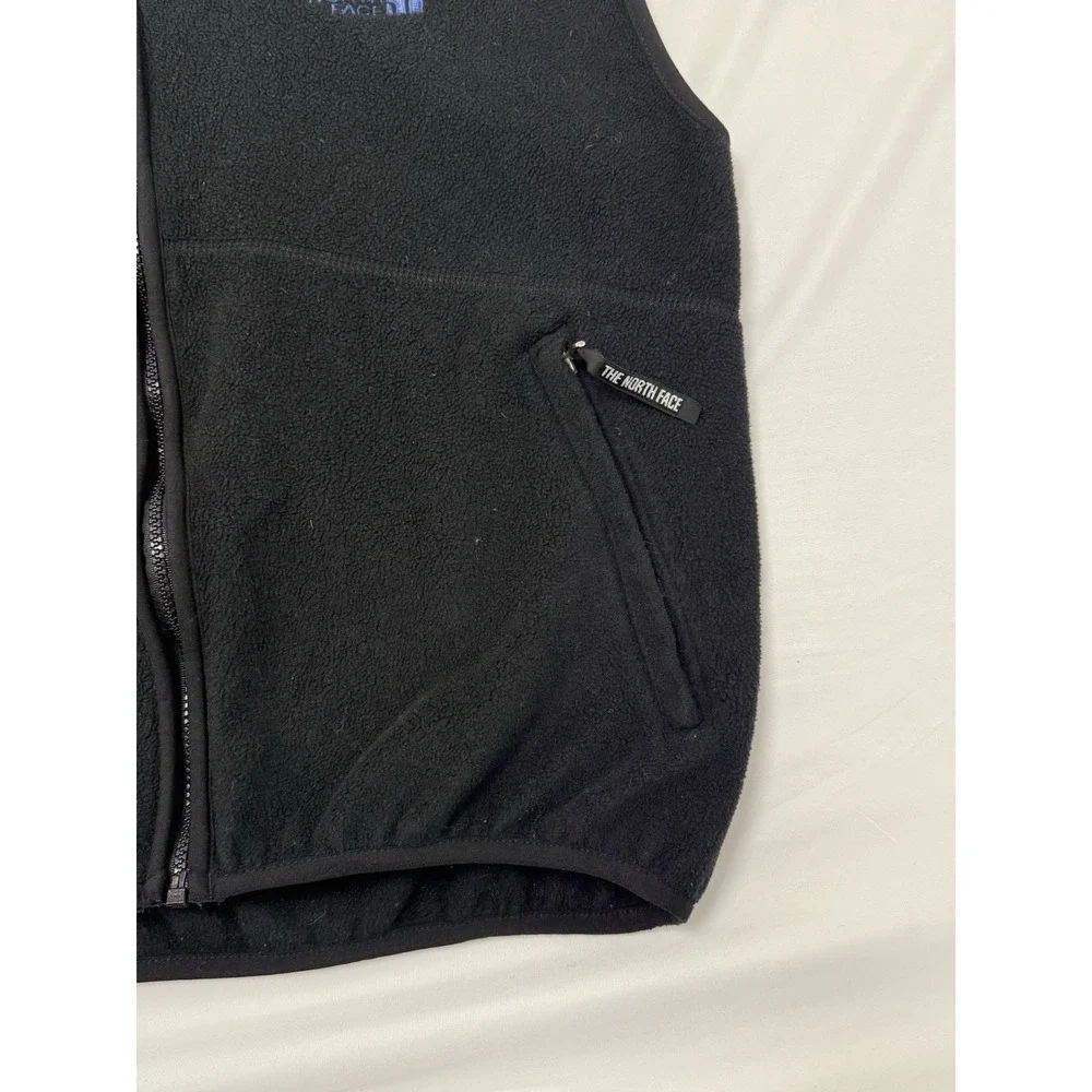 Vtg The North Face TNF Polartec Fleece Vest Full Zip Black‎ Mens L  Made in USA